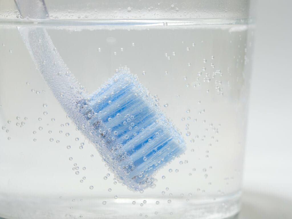 toothbrush in hydrogen peroxide